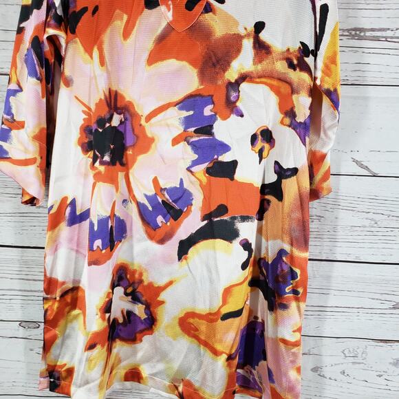 Natori Women's Satin Watercolor Pansy Pockets Night Shirt Dress Size Small - Picture 5 of 15